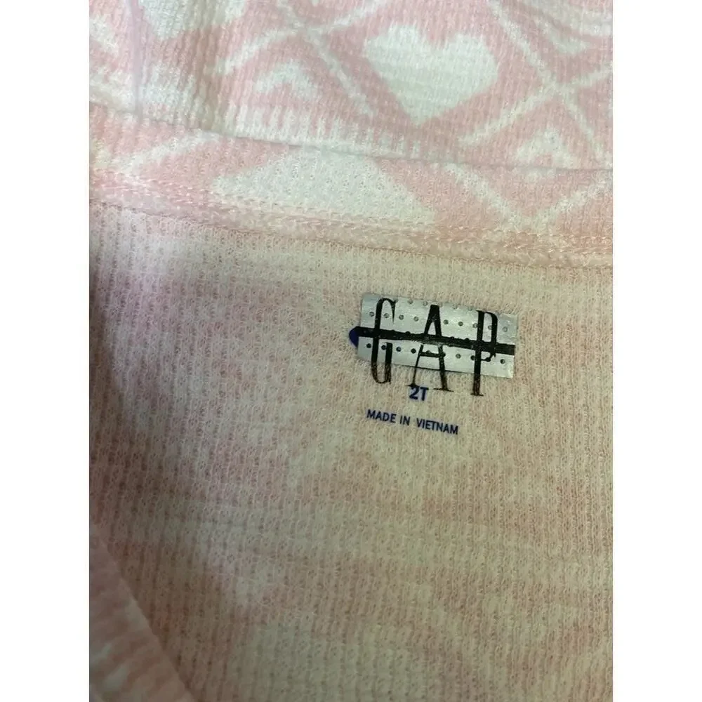 Gap Toddler Girls Pink/white Long Sleeve Multi print Henley Size 2T NWOT